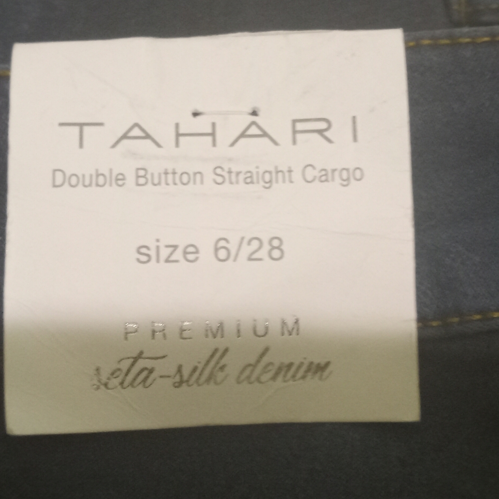 Tahari Double Button Straight Cargo Pants